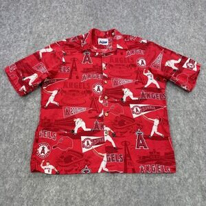 Anaheim Angels Reyn Spooner Hawaiian Shirt Large 2002 World Series Baseball MLB